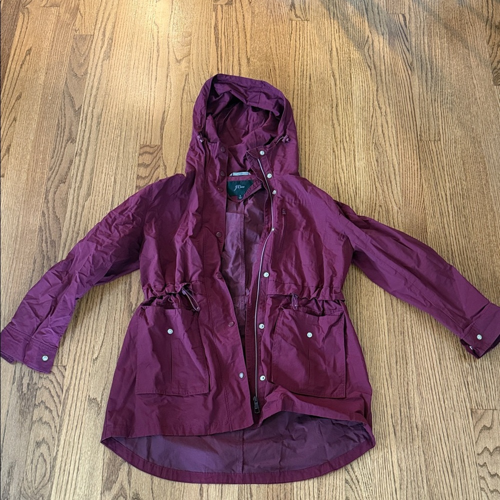 J. Crew Deep Red Hooded Jacket